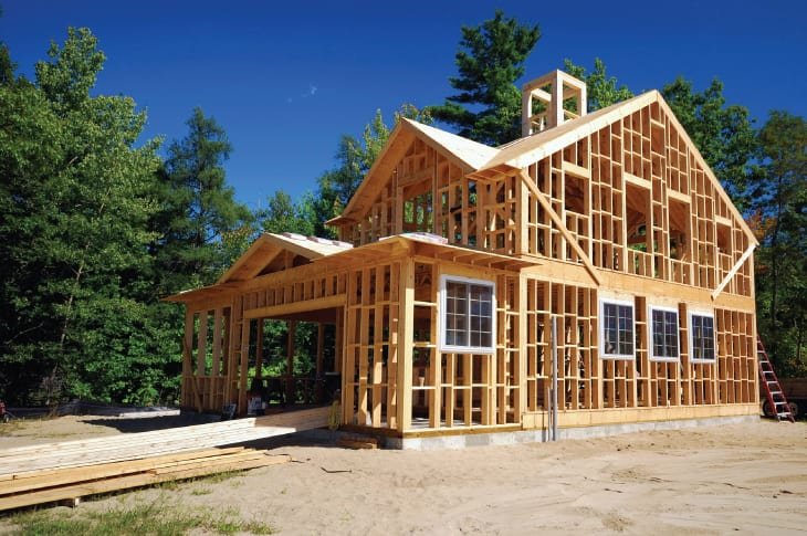 A new home framed and open, ready for a pre-drywall inspection