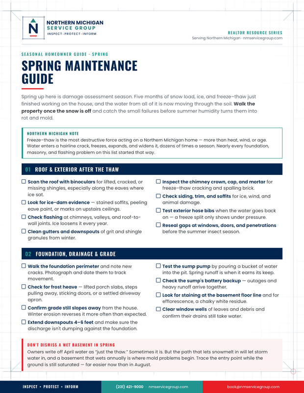 First page of the Spring Maintenance Guide