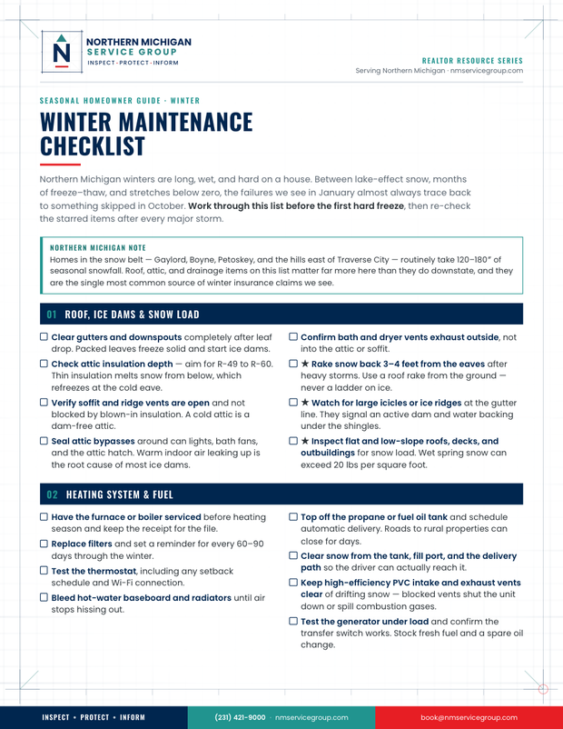 First page of the Winter Maintenance Checklist