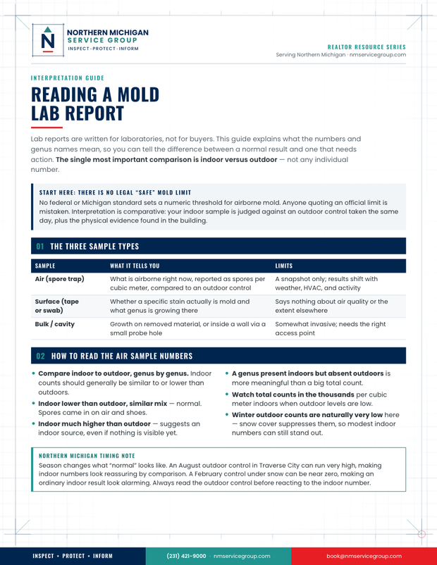 First page of the Reading a Mold Lab Report