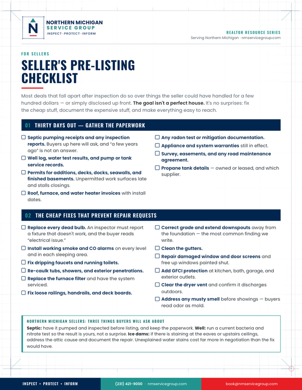 First page of the Seller's Pre-Listing Checklist